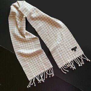 Charter Club Luxury 100% Cashmere Scarf Beige Cream Woven Fringe 10"x62"